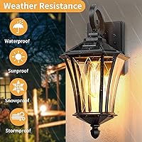 Vista 3 de YSN 16" Solar Wall Lights Outdoor, Dusk to Dawn Exterior Lighting Fixtures, Black Solar Porch Lights Outdoor Sconce Lights, Waterproof Outside Light
