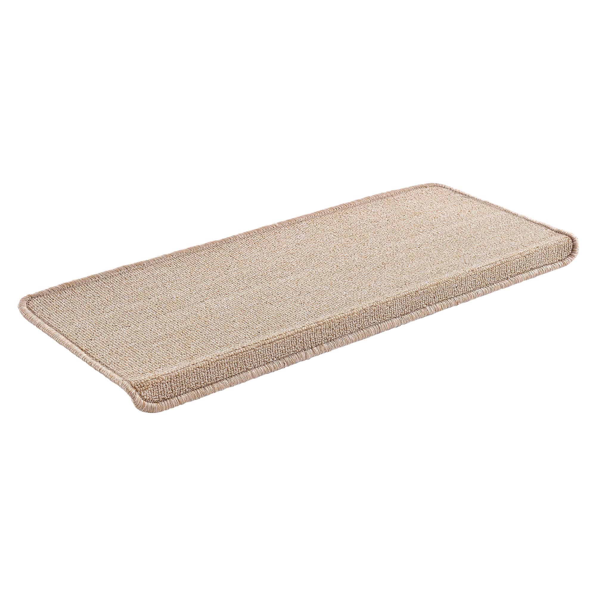 [en.casa] Set de 15 Alfombrillas de Escalera Alfombrillas para Peldaños Autoadhesiva Antideslizante Amortigua Sonidos Protección 65 x 24 + 4cm de Borde Beige