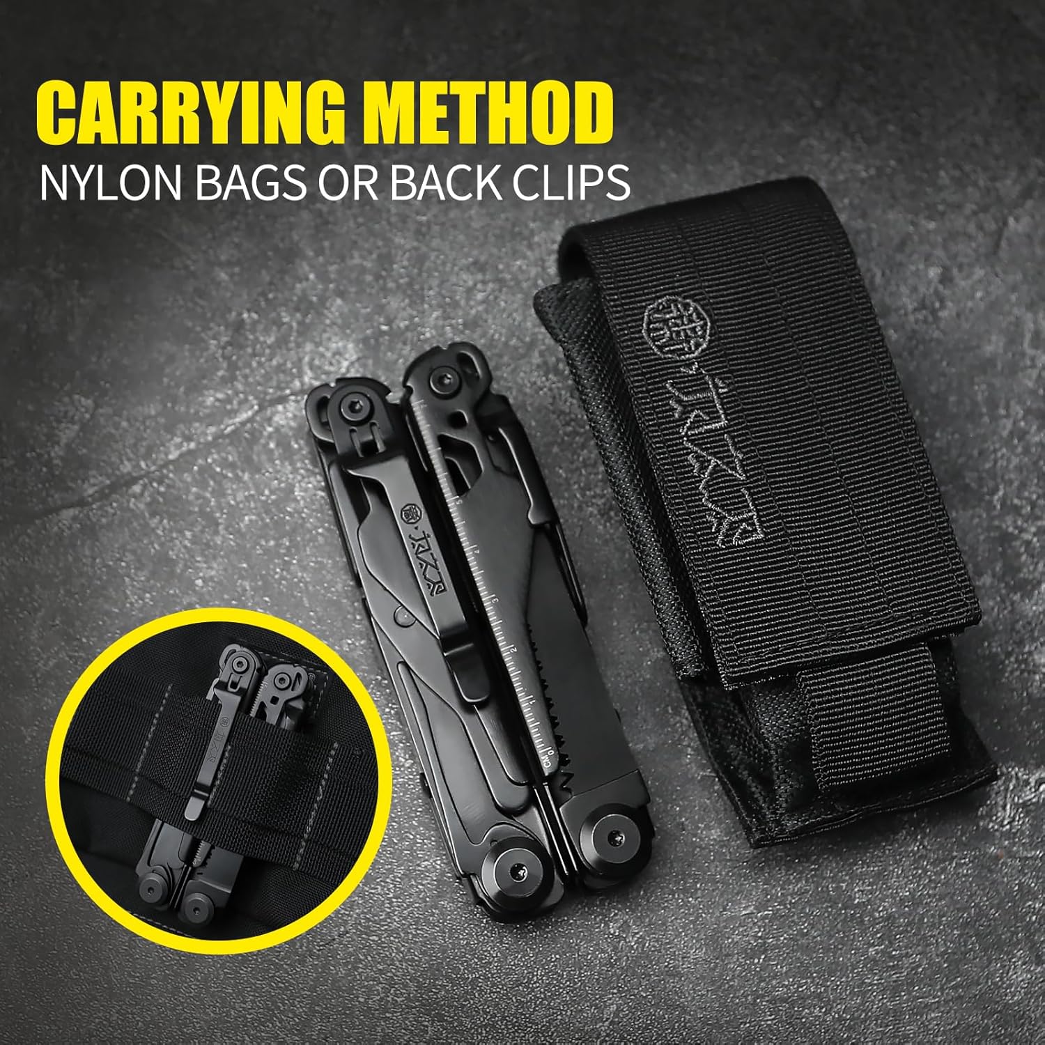 19-in-1 Multitool Pliers, Folding Pocket EDC Tool with Folding Blade, Scissors, Saw, Screwdrivers, Wire Cutter, Hex Wrench, Ruler, Bottle Opener for Camping and Car Repair