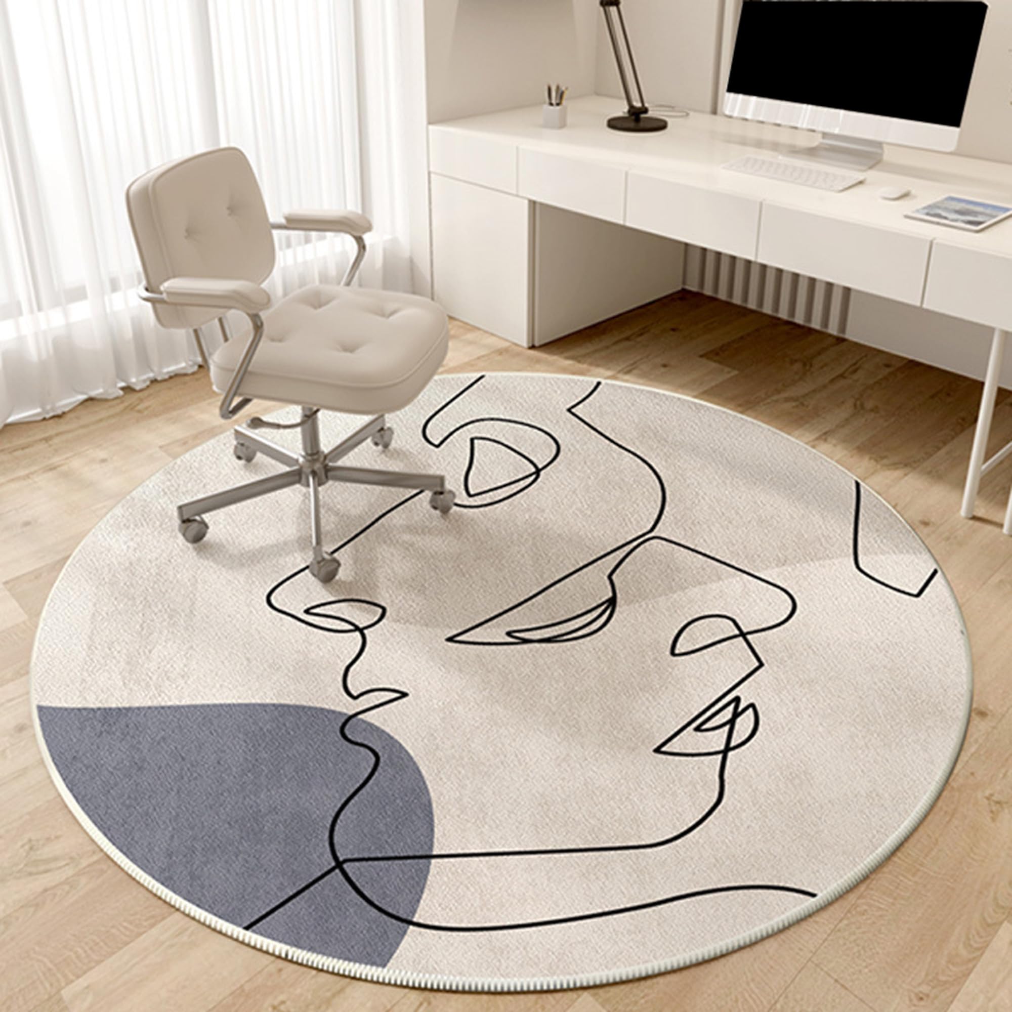 Schreibtisch-Bodenmatte, rutschfeste Rollmatte für Zuhause, Büro, Arbeitsplatz, Hartbodenschutzmatte, Bürostuhlmatte für Hartholzböden, Computerstuhl-Teppich (140 x 140 cm, Stil 4)