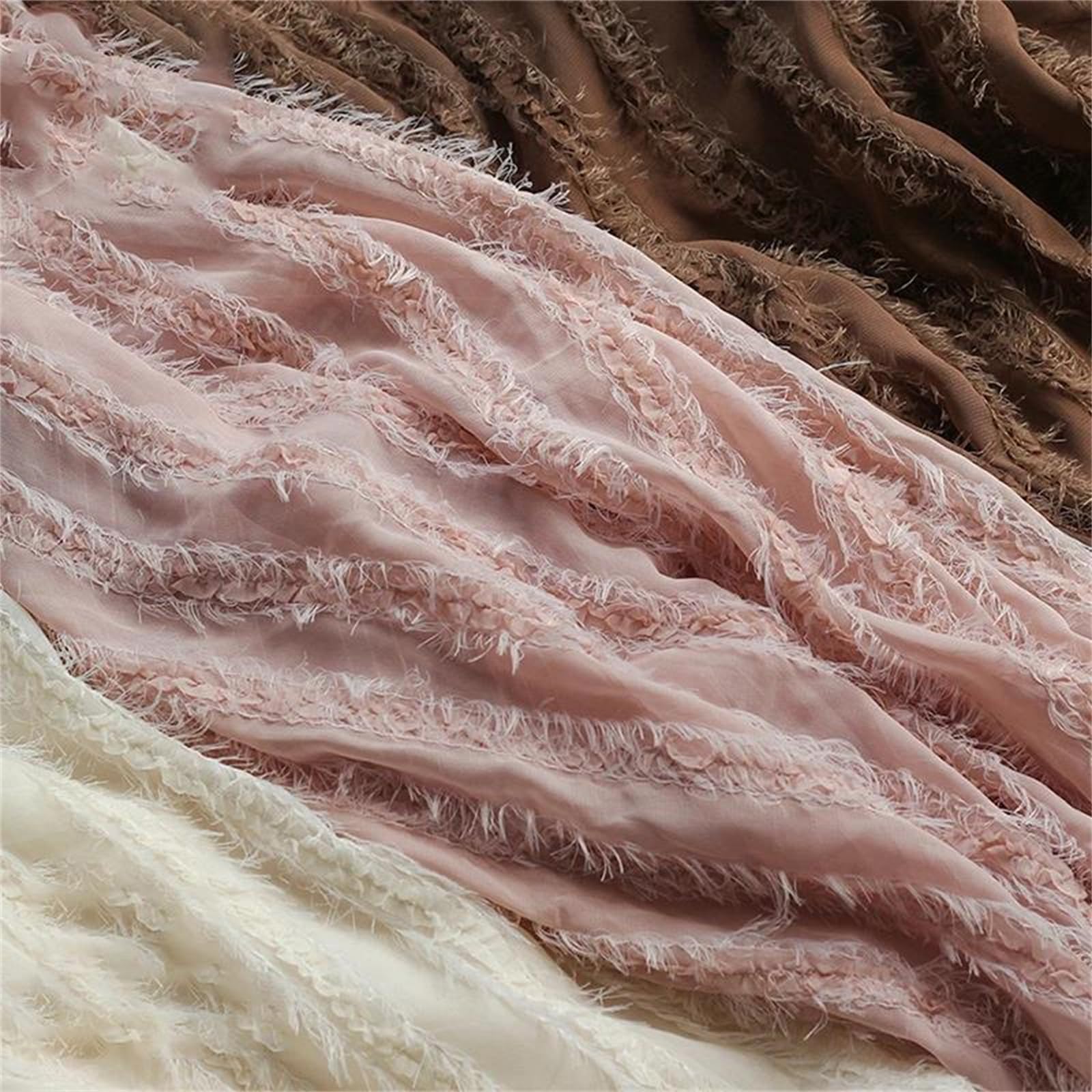 Tessuto Chiffon a Righe con Ricamo a Forma di Fungo da 135 cm con Drappeggio Traspirante for Materiale for la Realizzazione di Abiti(Color 6 Black)