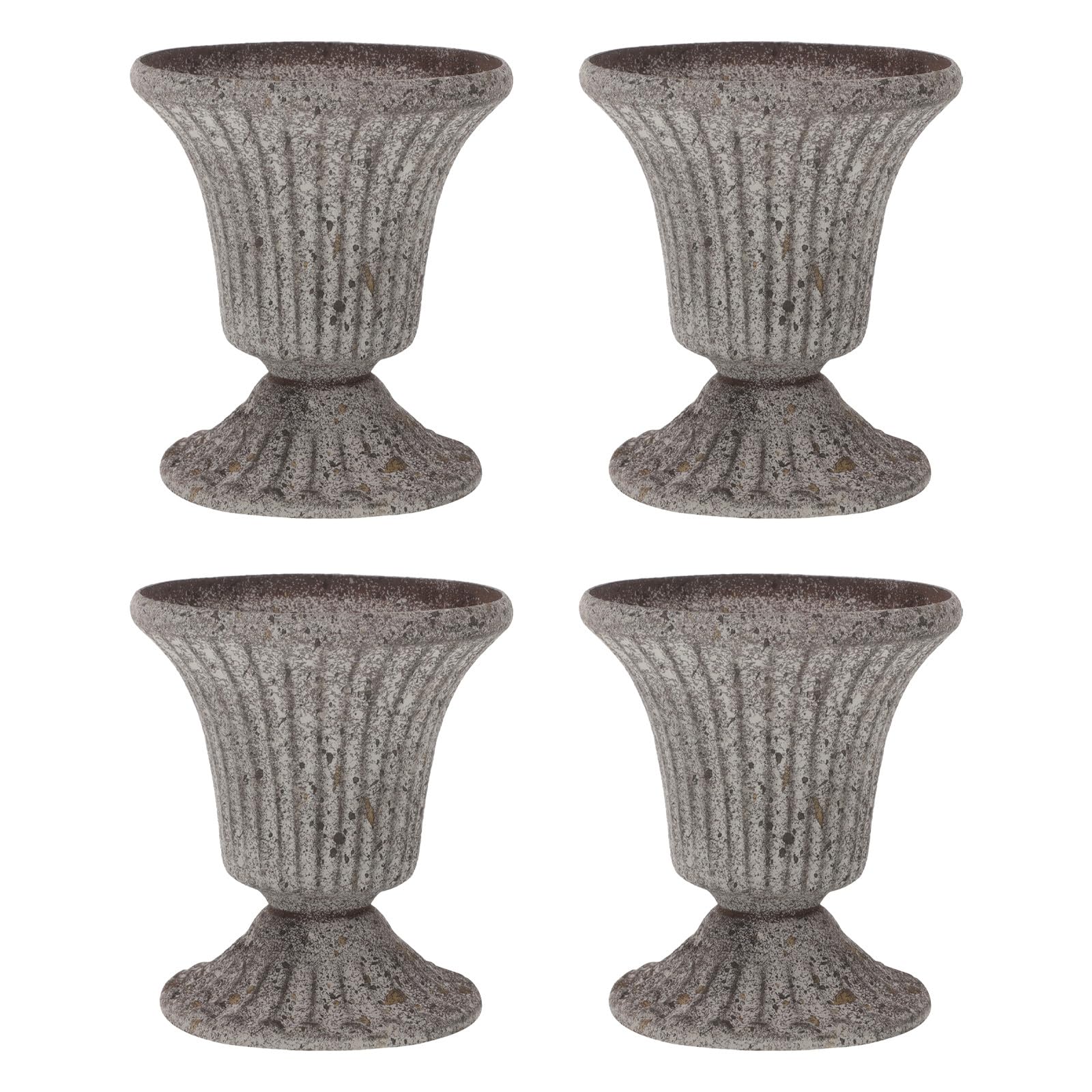 Support à fleurs en fer forgé pour cimetière : lot de 4 vases piliers romains extérieurs