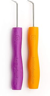 AKB Purple and Orange Ergonomic Loom Knit Hook, 2 Pack