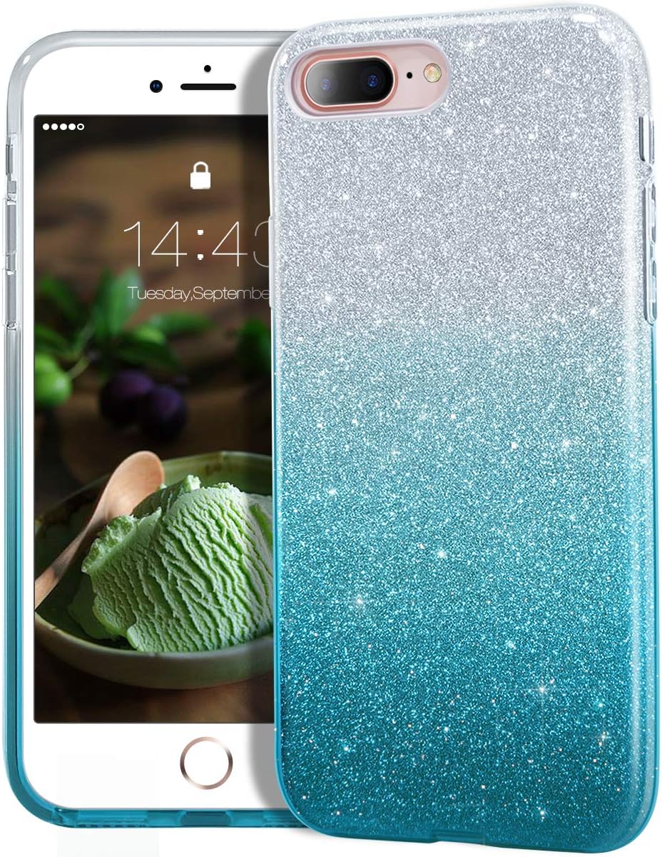 MATEPROX iPhone 8 Plus case,iPhone 7 Plus Glitter Bling Sparkle Cute Girls Women Protective Case for iPhone 7 Plus/8 Plus 5.5" (Gradient Green)