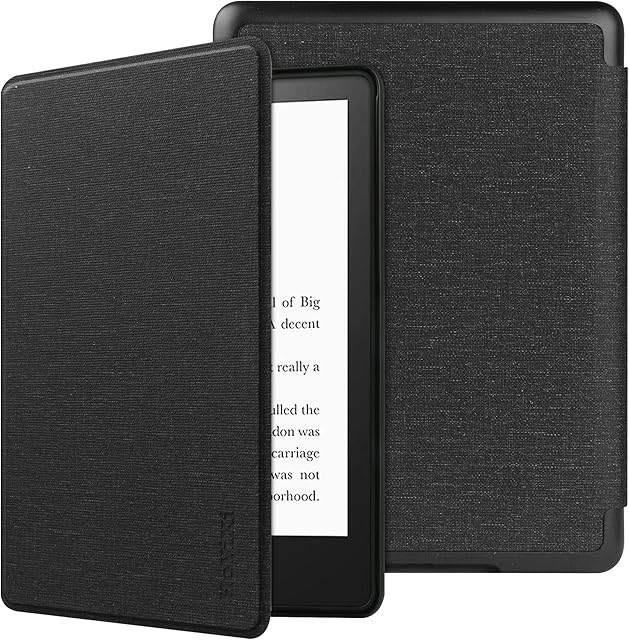 HoYiXi Case for All-new Kindle 11th Generation 2022 Release Slim Leather Protective Cover Fabric Cover Painted Shell - black
