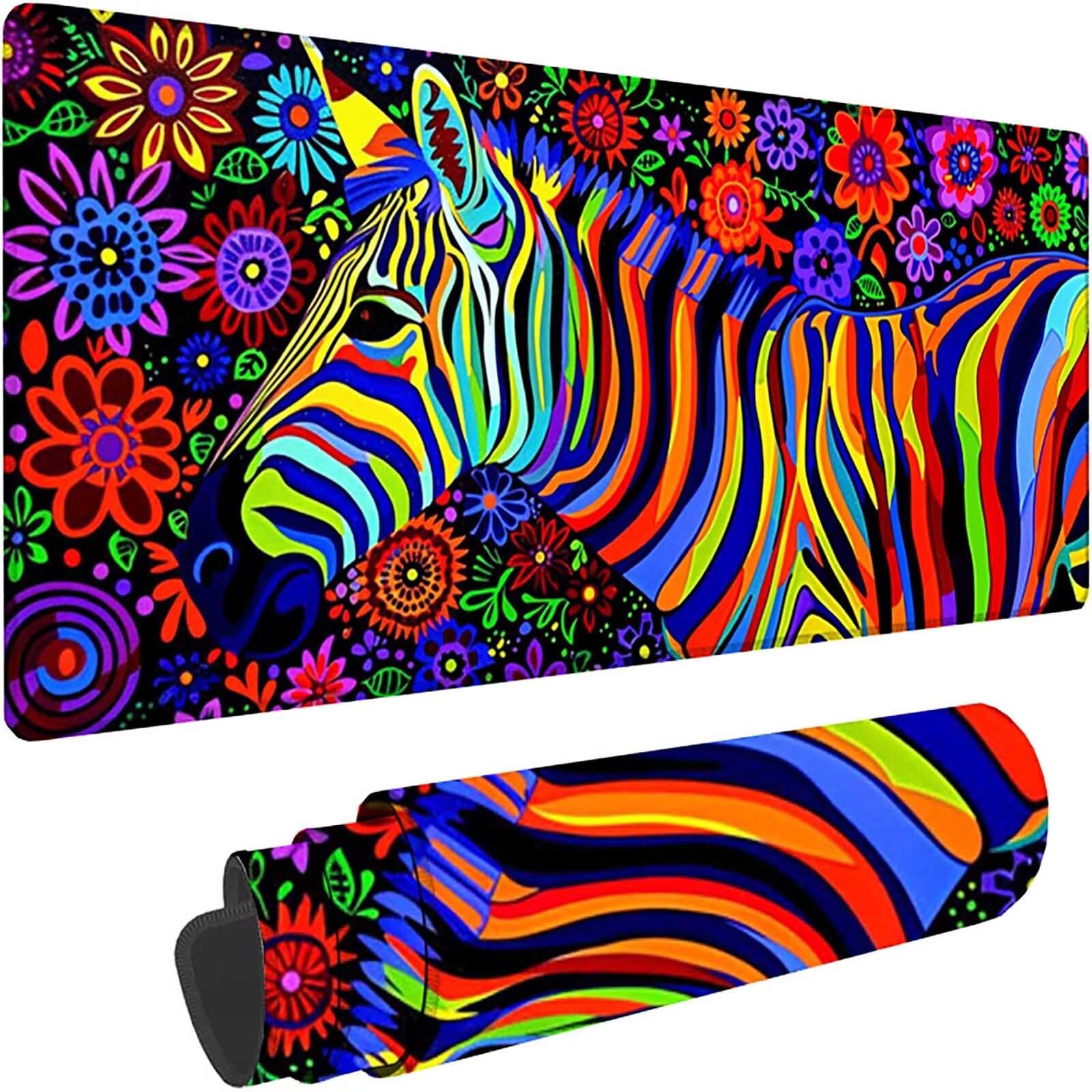 Kolorowa podkładka pod mysz do gier XXL 1500x800x3 mm duża podkładka pod mysz XXL zebra podkładka pod mysz do klawiatury i biura, wysoka precyzja i prędkość, antypoślizgowa guma, akcesoria do gier dla