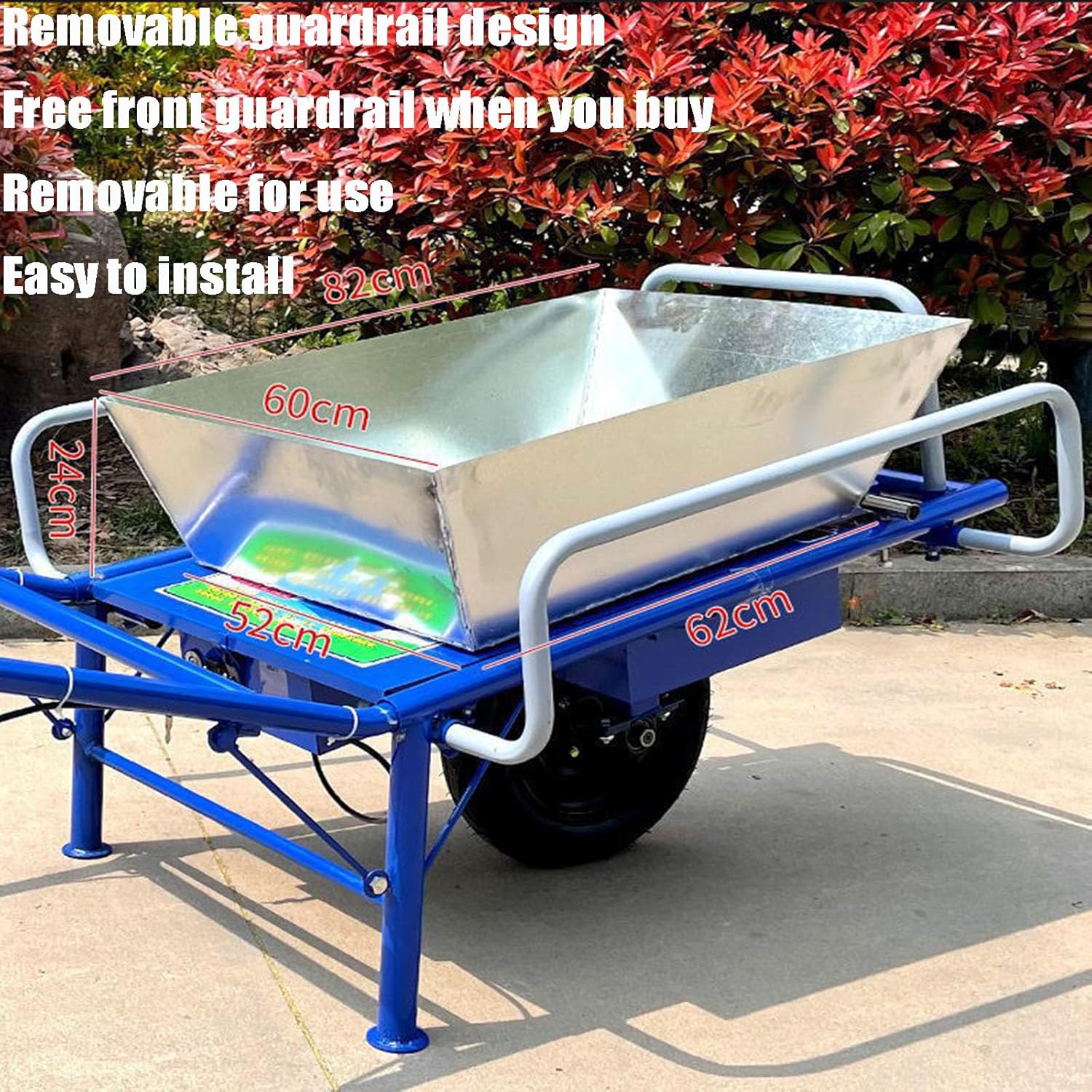 Electric cart with removable guardrail and dimensions