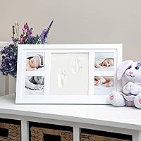 Vista 1 de Nuby Baby Hand & Footprint Kit with Frame That Holds Four 3 x 3" Photos & 1 Clay Print Kit for Newborn Girls & Boys, Personalized Baby Gift