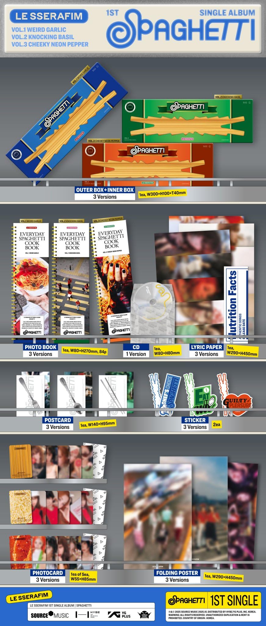 Amazon.com: LE SSERAFIM SPAGHETTI [Photobook Ver.] 1st Single Album (CHEEKY  NEON PEPPER Ver.) : Home & Kitchen