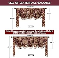 Vista 125 de Loom and Mill Luxury Waterfall Valances for Windows, Elegant Jacquard Thick Swag Curtains Valance with Tassels for Living Room, Bedroom Party Light