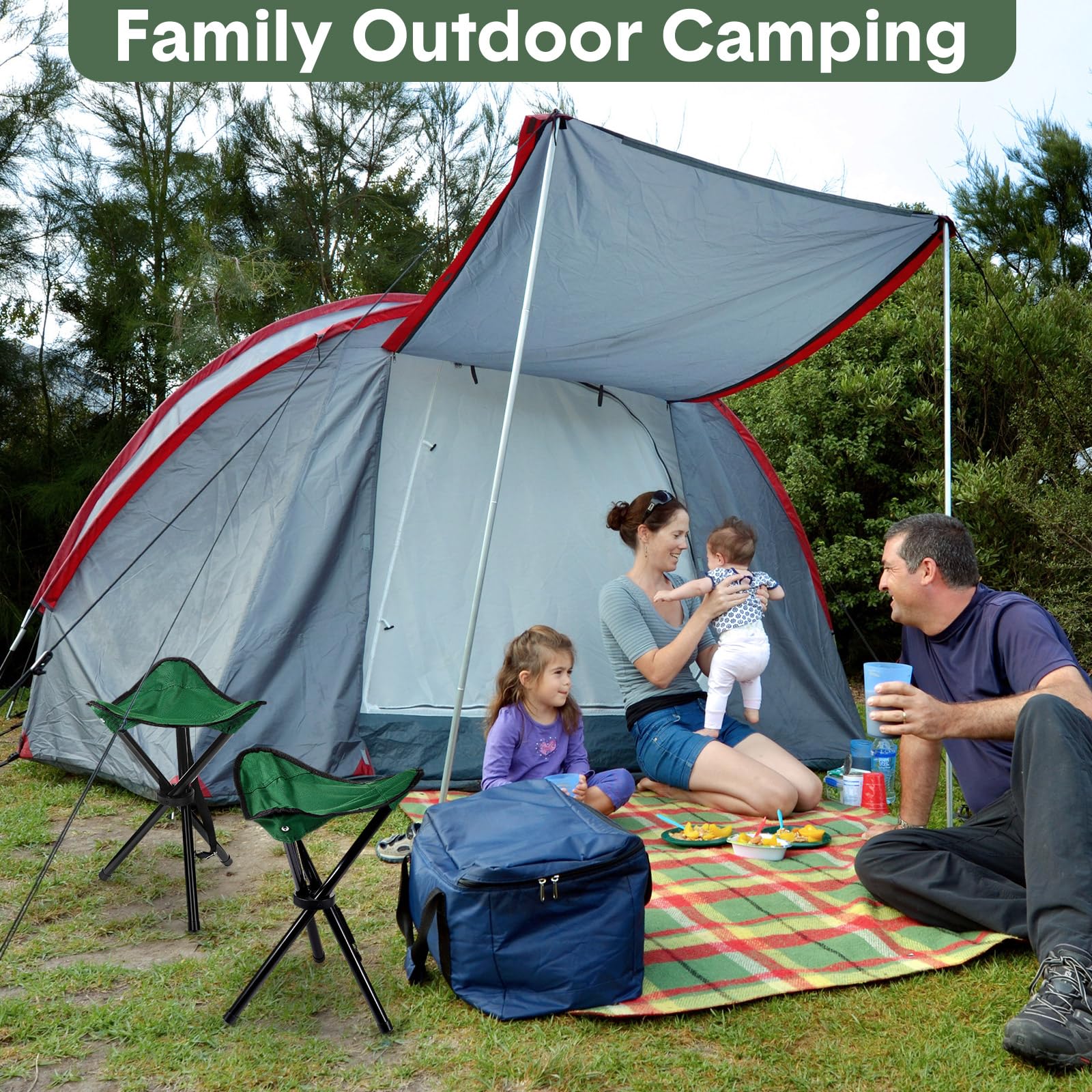 Deekin 4 sgabelli da campeggio pieghevoli, altezza 40 cm, sedia portatile con treppiede, sedia da campeggio, viaggi, leggera, pieghevole, per campeggio, passeggiate, caccia, escursionismo, pesca