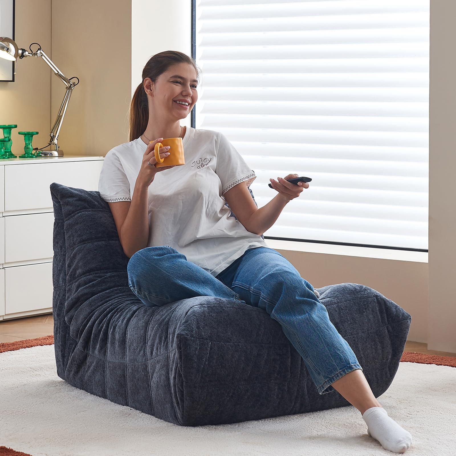 Ayovoch Bean Bag Chairs for Adults, Giant Bean Bag Chair, Memory Foam Beanbag Chair, One-Piece Foam Padding, Bean Bag Sofa for Living Room, Dorms,