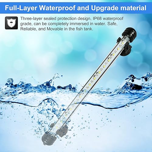 Miniatura 5 de VARMHUS Luz LED sumergible para acuario, luz de tanque de peces con temporizador función de atenuación automática de encendidoapagado, 3 modos de