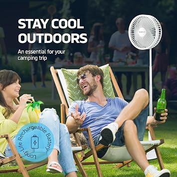 NEXAIR 8 Foldable Fan, Oscillating 4 Speed Portable Fan Adjustable Height 1440, Remote Controlled folding Fan with 10,000mAh Rechargeable Battery, Quiet Floor Fan For Bedroom, Great Fan For Travel