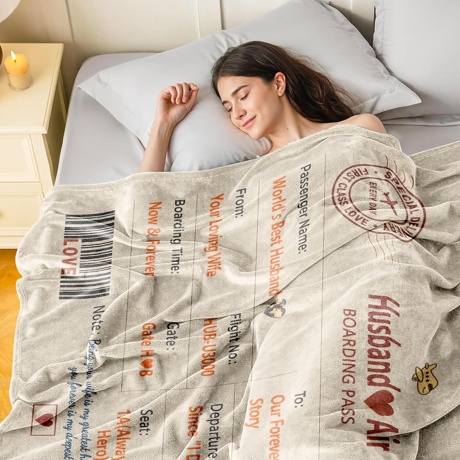 Husband Gift Throw Blanket from Wife – Romantic Sentimental Keepsake, Unique Creative Present for Anniversary, Birthday, Christmas, Valentine’s Day, Wedding Day, 50'' x 60'' - Image 6