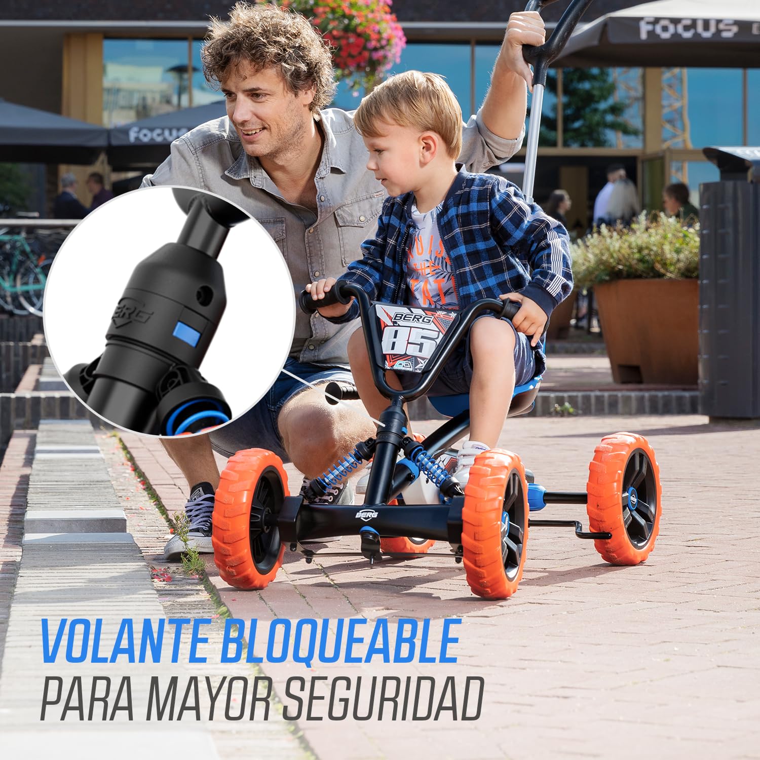 BERG Correpasillos Buzzy Nitro 2-in-1 Azul/Naranja | 2-5 años, cuadro resistente, asiento regulable, volante regulable