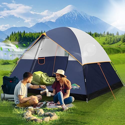 Miniatura 1 de COBIZI Tienda de campaña para acampar 46 personas con lluvia y pantalla, fácil instalación, ligera, portátil, impermeable, tienda de campaña al aire