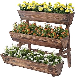 10 Three Tiered Planter Ideas for Vertical Gardens in Small Spaces 4 3-Tiers Wooden Raised Garden Bed Tiered Planter Box Vertical Garden Plan...
