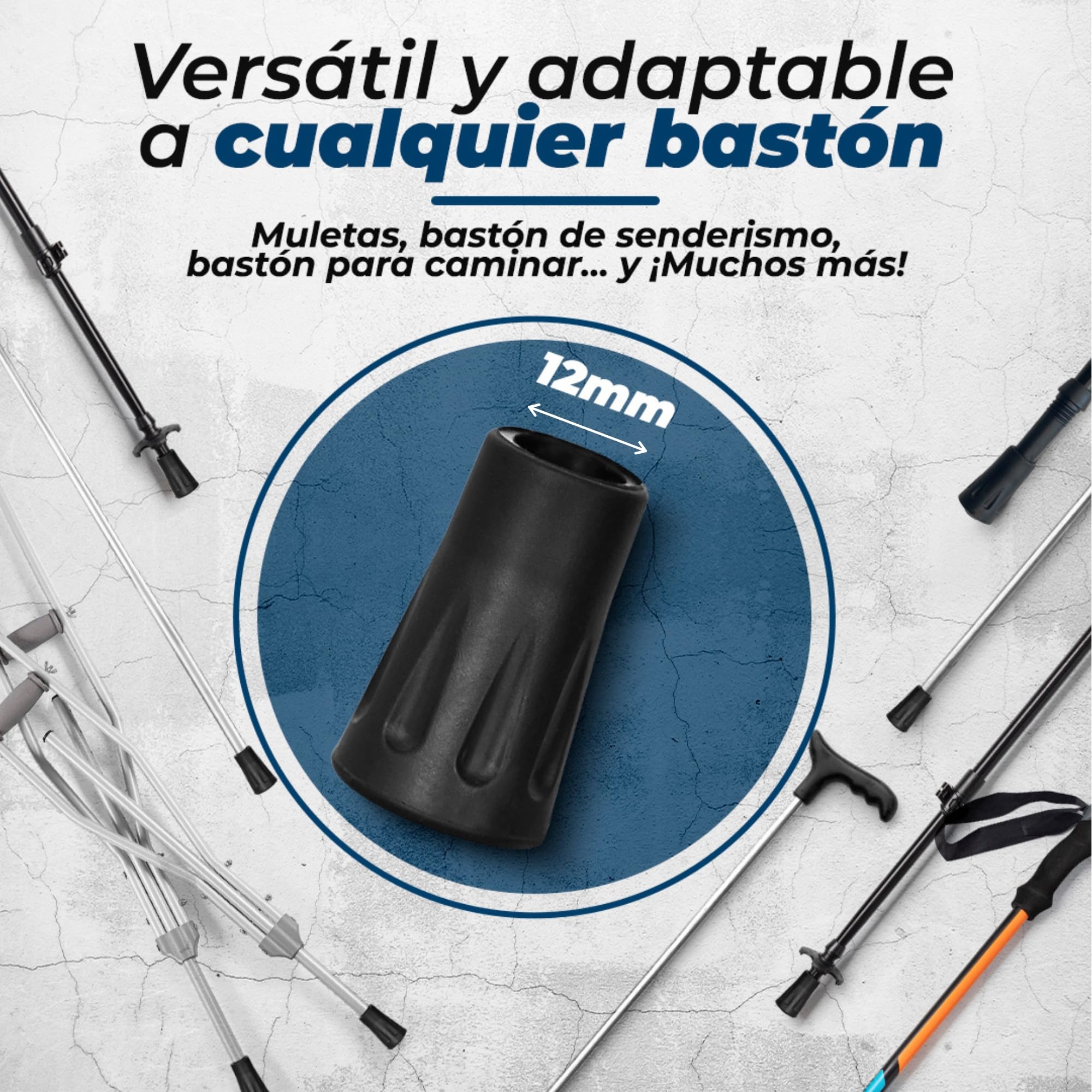 10 punte in gomma bastone da trekking 12 mm con anello metallico, accessorio bastone da trekking in alluminio