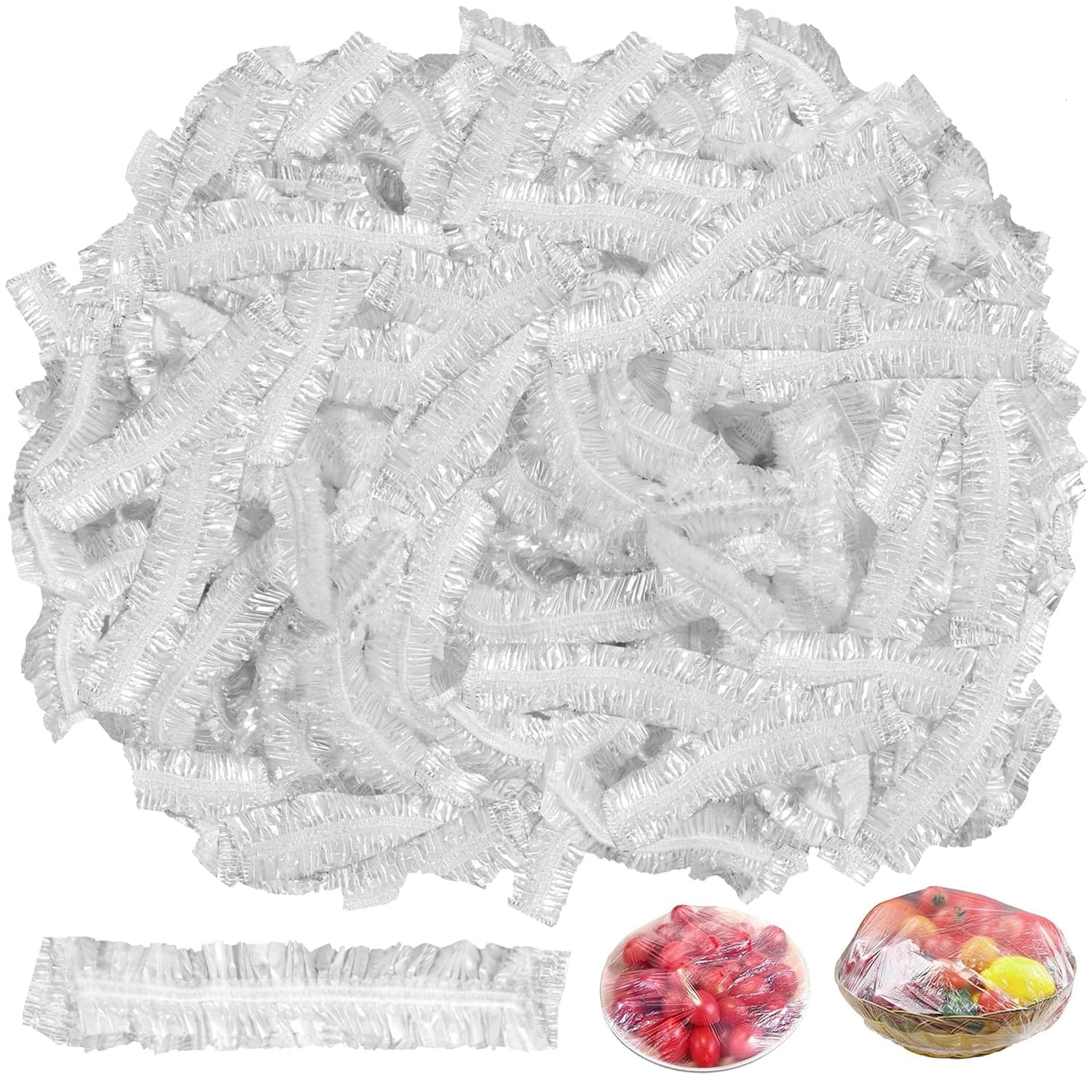 300 Pcs Plastic Wrap Food Dish Bowl Covers, Elastic Thickened Shower Caps for Sourdough Bread Proofing Stretch for Keeping Food Fresh And Dust Away