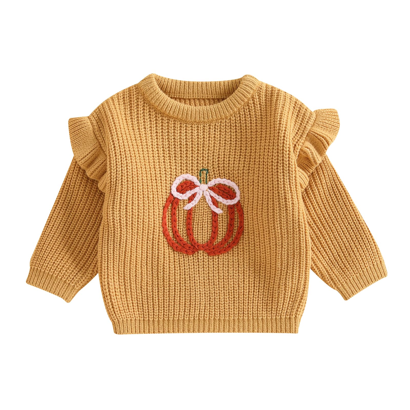 LSFYSZD Toddler Baby Girls Boys Halloween Pumpkin Sweaters Long Sleeve Crew Neck Winter Warm Knitwear Pullover Jumpers Top — view 226