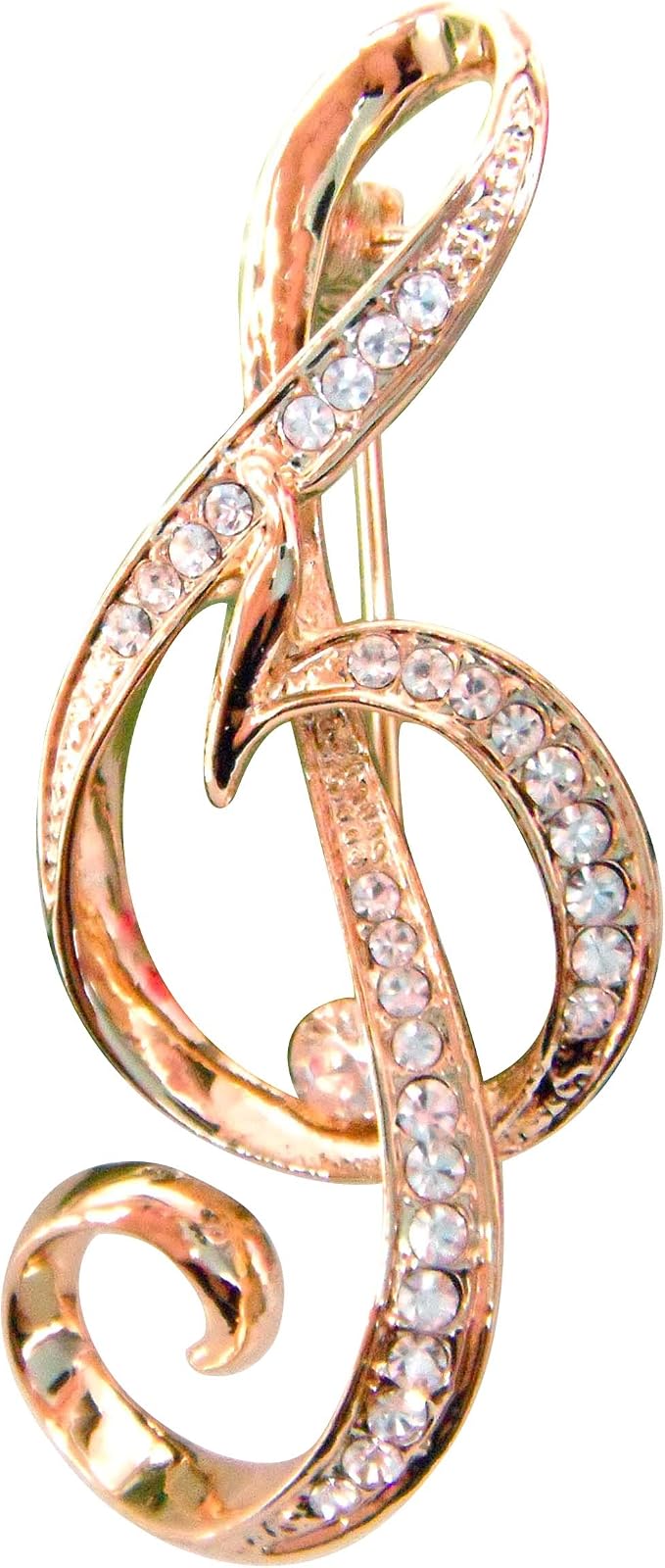 Navachi 18k Gold Plated Music Note Brooch – Crystal & Cubic Zirconia Pin - View #5