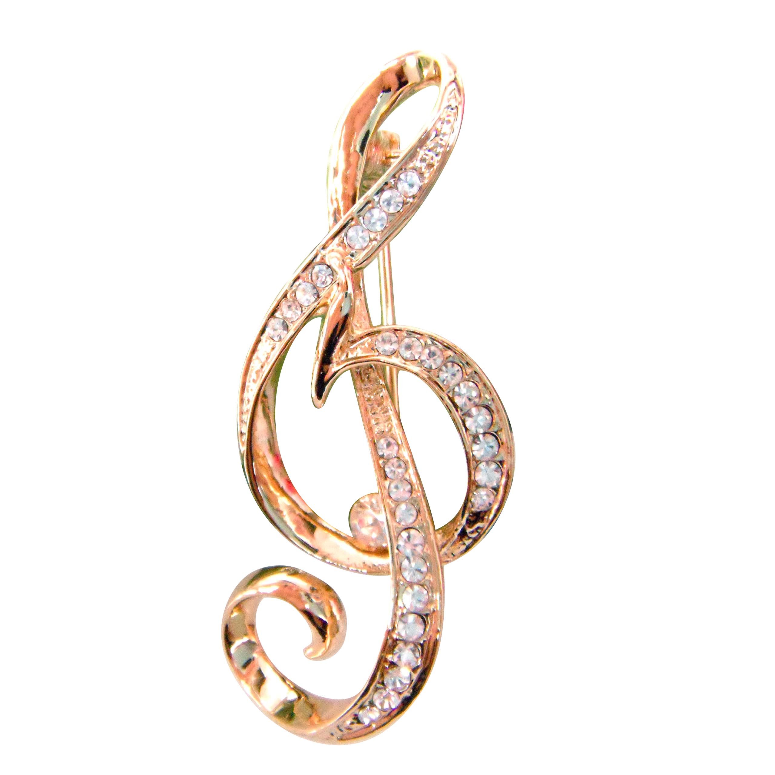 NavachiNavachi 18k Gold Plated Multicolor Crystal Music Notes Brooch pin