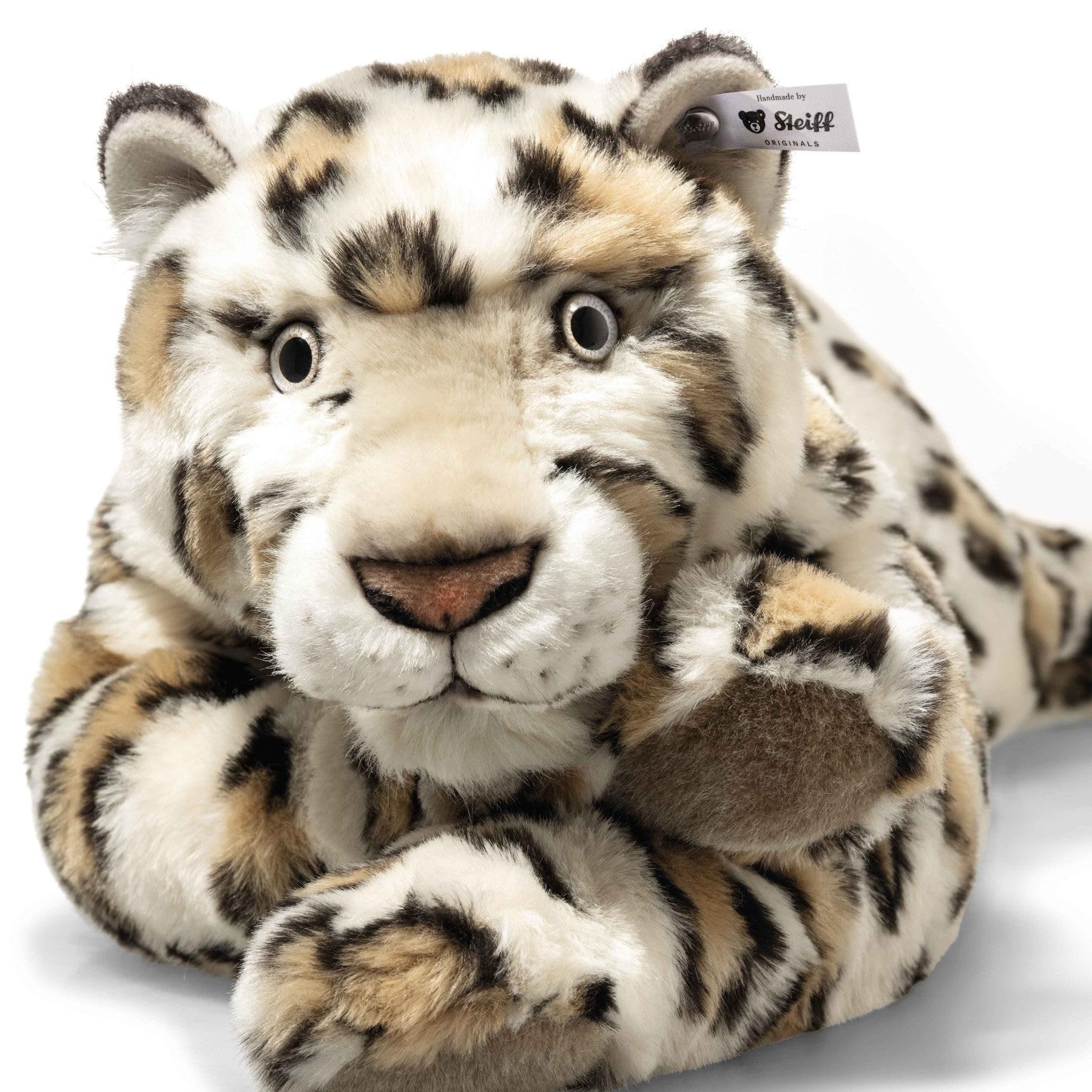 Steiff Parddy lampart śnieżny 55 cm, kremowy, w plamy, realistyczna przytulanka z cętkowanym futrem, z przytulnego pluszu, miękka i ruchoma, można prać w pralce