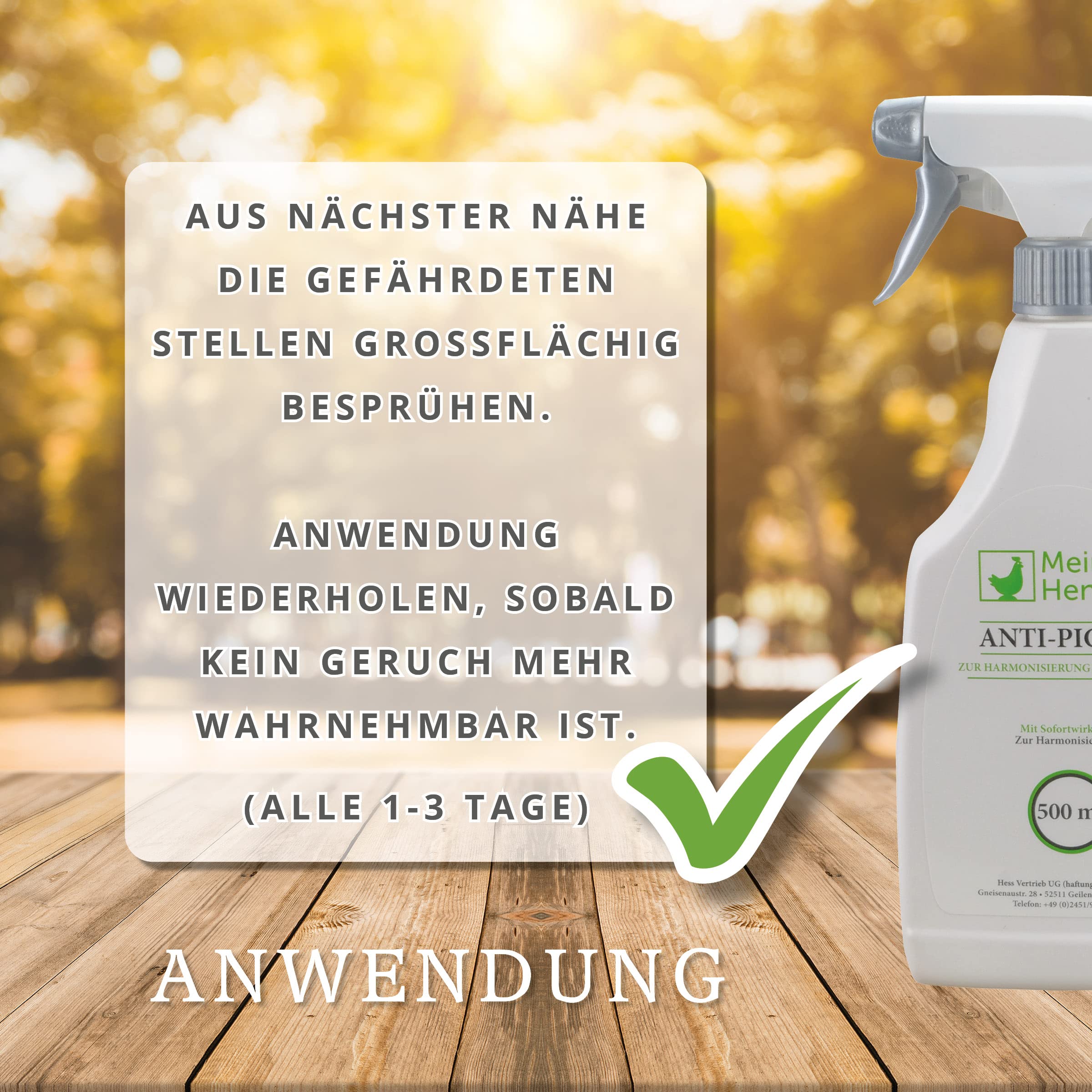 MeineHennen Anti Pick 2.0 500ML Sprühflasche, ein Mittel gegen Federpicken/Federfressen für Hühner und Wachtel im Hühnerstall. Kannibalismus, zur Harmonisierung deines Geflügels.