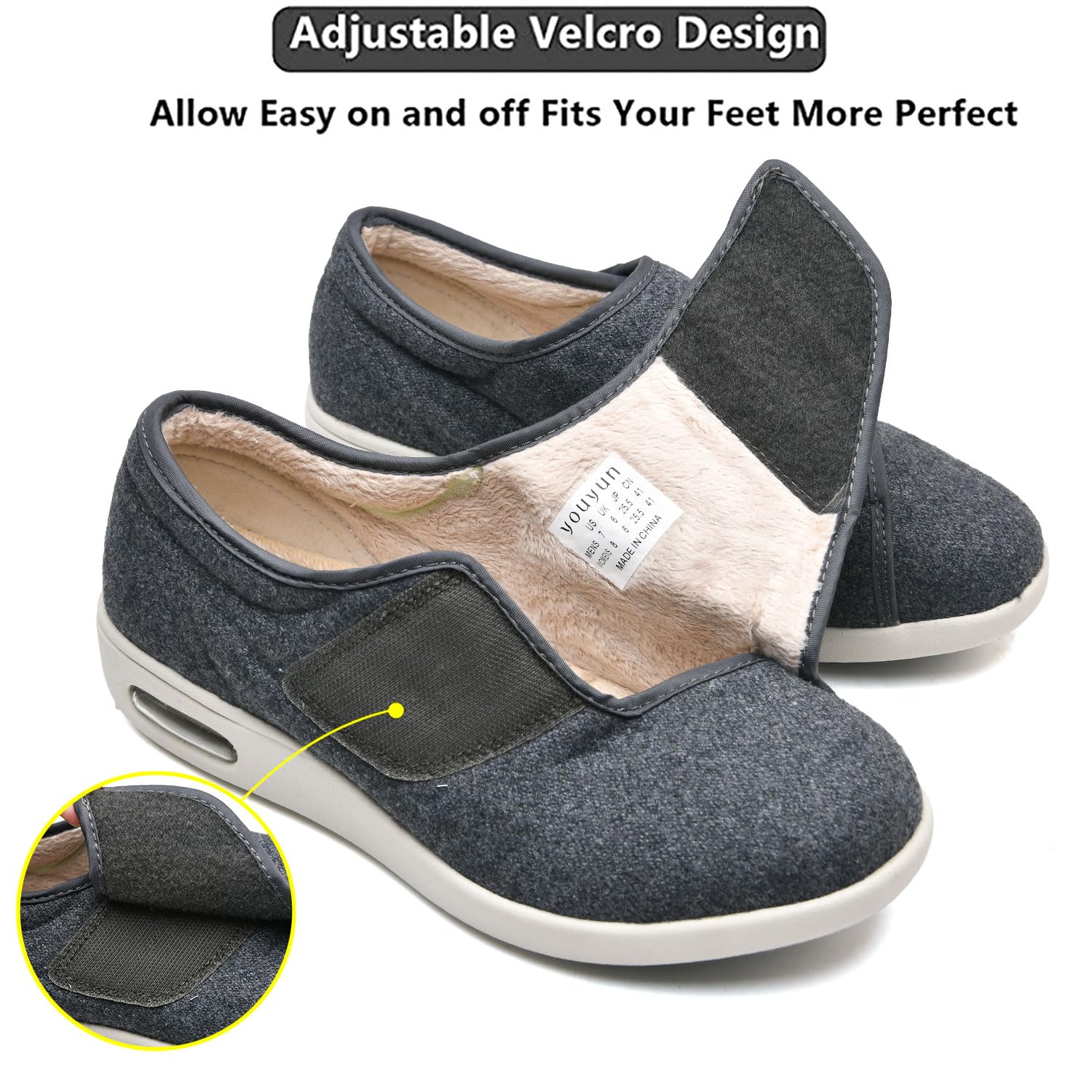 Zapatos Unisex de Verano para diabéticos: Extra Anchos, Transpirables y livianos, Personas Mayores con hinchazón de pies o Bursitis,Gris,46