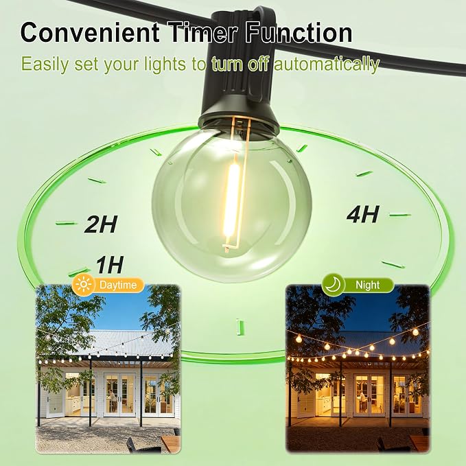 SUFEIMAS Outdoor String LED Patio Lights - 75Ft Outside Waterproof Light with Remote Dimmable 75 G40 Shatterproof Bulb Connectable Hanging Outdoor Lighting for Backyard Porch Party 12 inch Bulb Apart miniatura 7