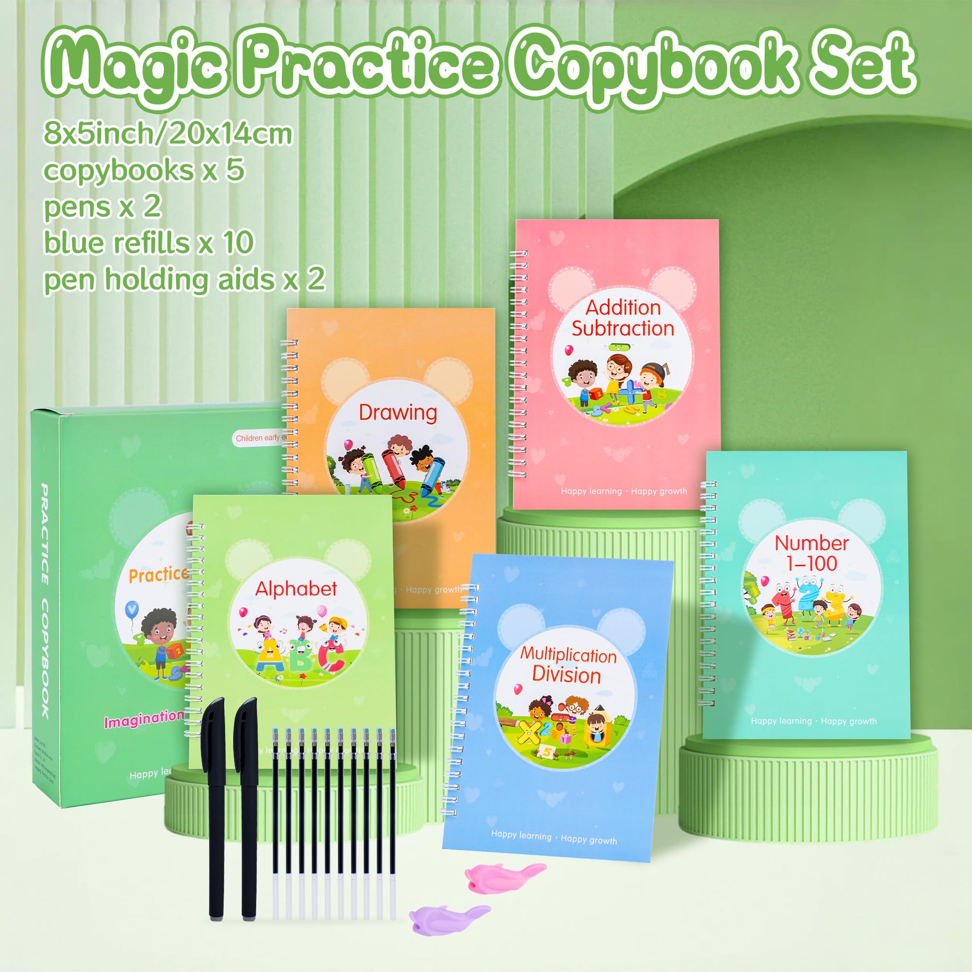 ZenBeya Grooved Handwriting Book Set, Reusable Handwriting Practice Learn to Write for Kids Age 3-8 - Image 2
