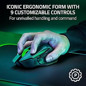 Razer Basilisk V3 X HyperSpeed Customizable Wireless Gaming Mouse: Mechanical Switches Gen-2-5G Advanced 18K Optical Sensor - Chroma RGB 9 Programmable Controls 535 Hr Battery Classic Black