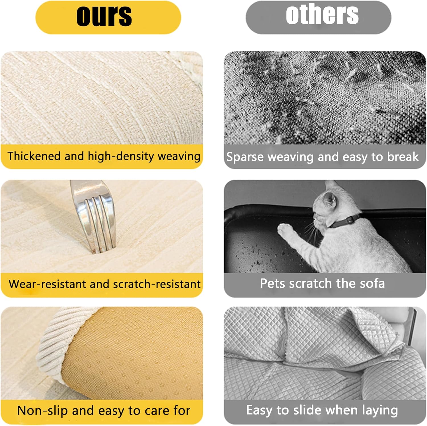 Luxury Chenille Anti-Scratch Couch Covers, Non Slip Cream Striped Chenille Sofa Covers, Fuzzy Couch Cover for Dogs, All Seasons Generic Couch Furniture Protector (Gray,35x47in/90x120cm)