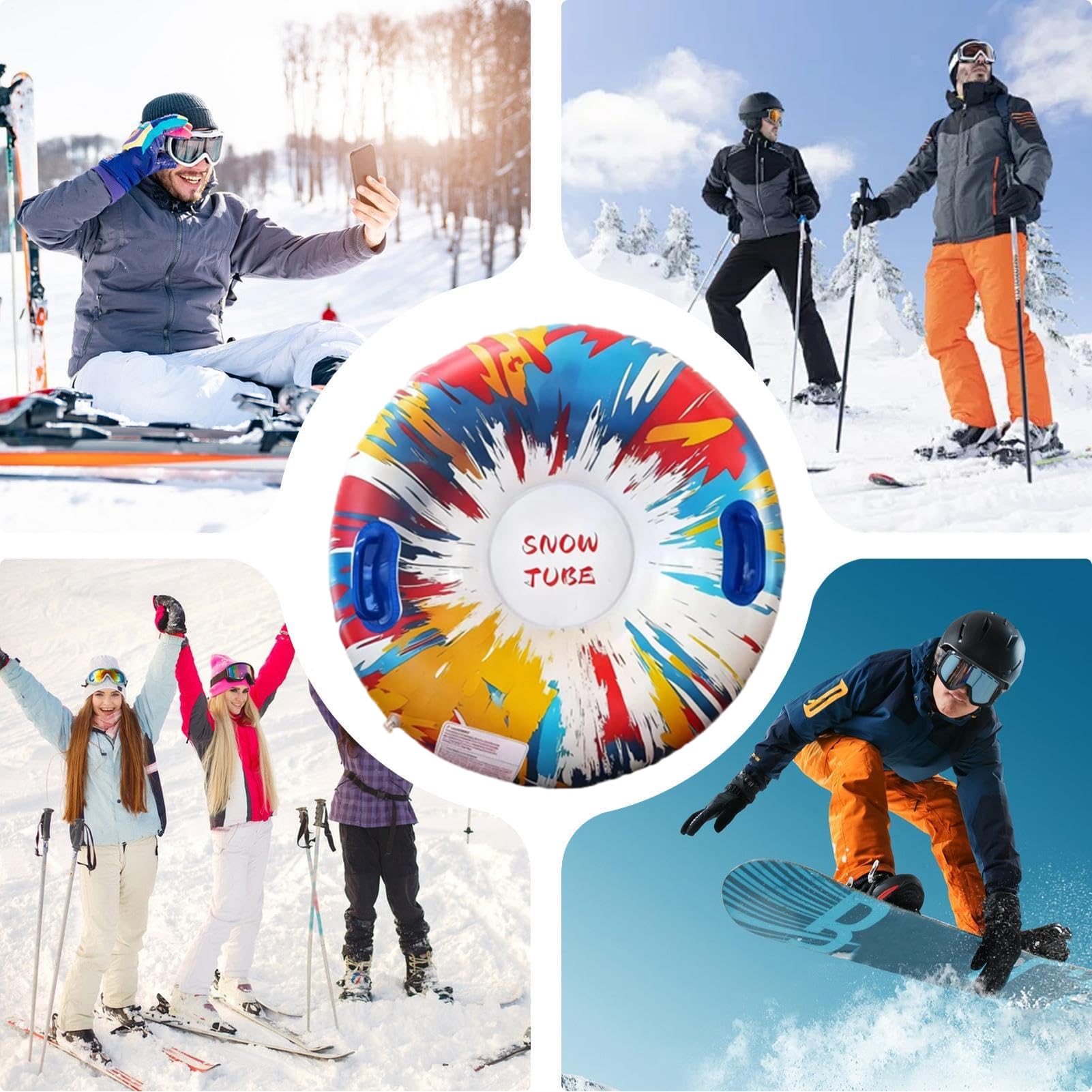 Snow Tubes für Kinder – Premium-aufblasbares Wintersport-Spielzeugset, langlebige, kältebeständige Rodelausrüstung für verschneite Hügel | Outdoor-Freizeitausrüstung für Mädchen, Frauen, Männer, Famil