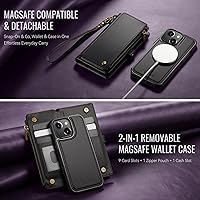 Vista 9 de Defencase para iPhone 11 Funda Magnética tipo Cartera Compatible con Magsafe con Bloqueo RFID Cremallera y Tarjetero para Mujeres y Hombres, Correa