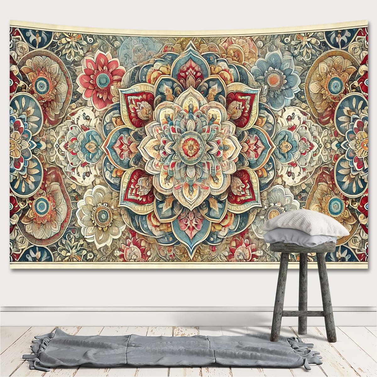 GLWDMH Dywan ścienny w stylu boho, 230 x 180 cm, marokański dywan ścienny, makata na ścianę z poliestru do sypialni, salonu, z pakietem instalacyjnym