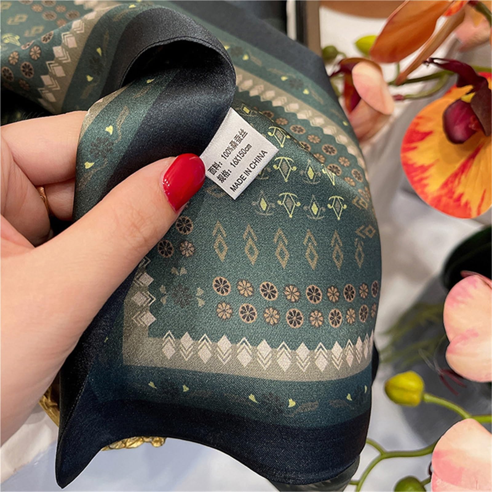 Pañuelo de seda pequeño 1pc Silk Scarf Women Long Ribbon Decoration Neckerchief Print Hairband Hijabs Bandana Scarves Foulard