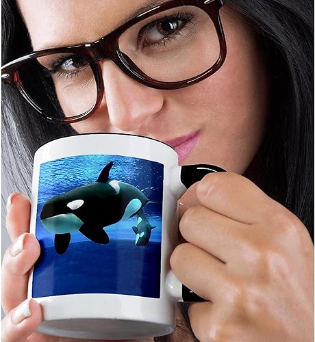 Miniatura 2 de 3dRose Killer Whales - Taza de 11 onzas, multicolor