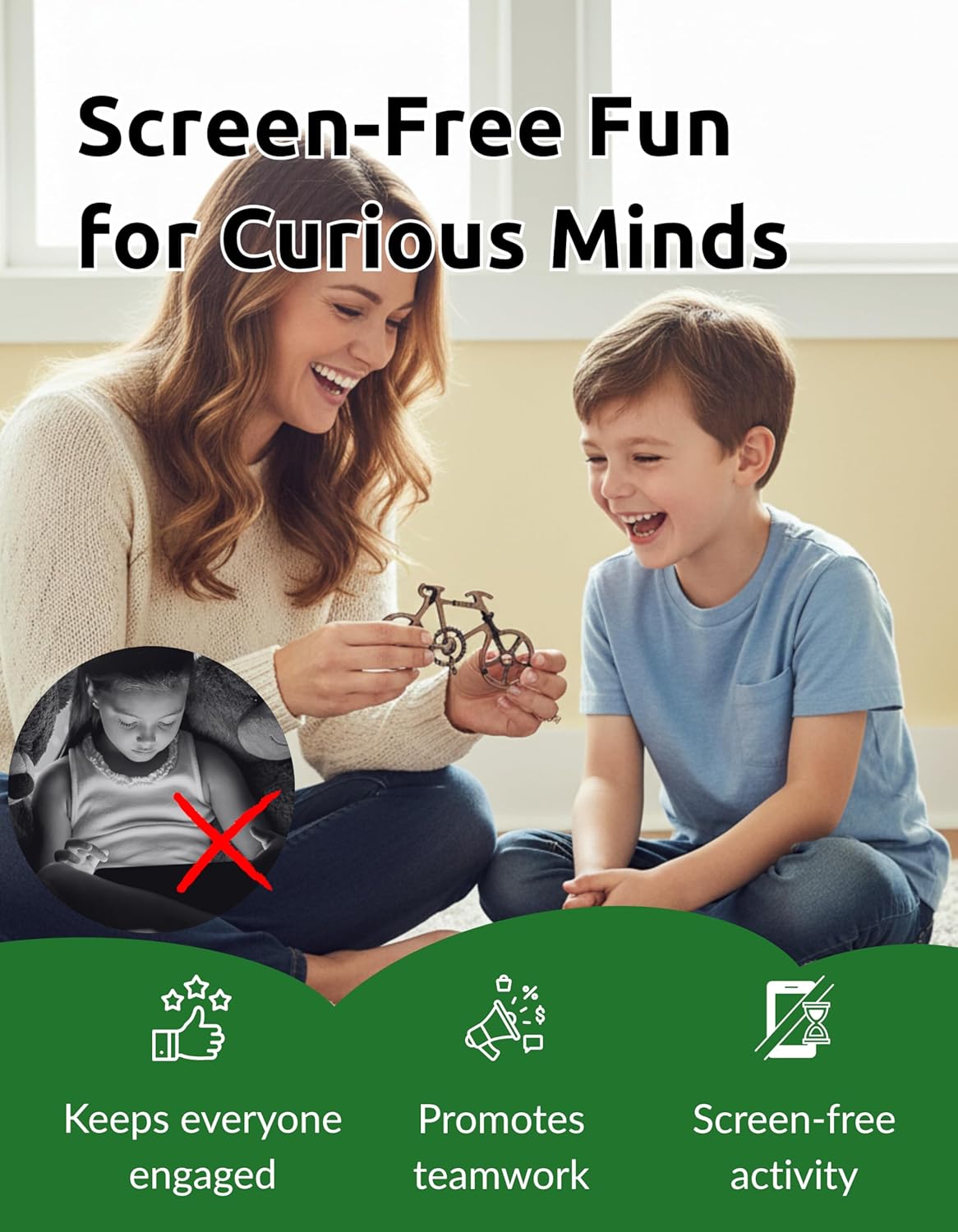 Bicycle Puzzle by Sharp Brain Zone – Premium Durable Metal Brainteaser | Challenging 3D Mechanical Logic Game, Focus & Stress Relief Tool, Travel Brain Teaser & Unique Gift for Puzzle Lovers