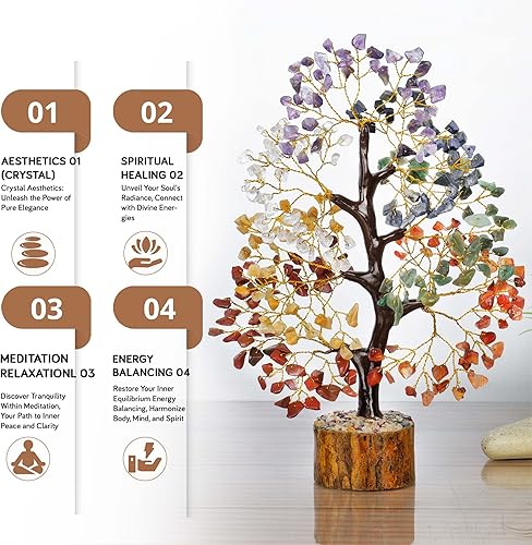 Miniatura 5 de Árbol de la vida de cristal  Árbol de 7 chakras, árbol de dinero de buena suerte, árbol bonsái de piedras preciosas, accesorios de meditación,
