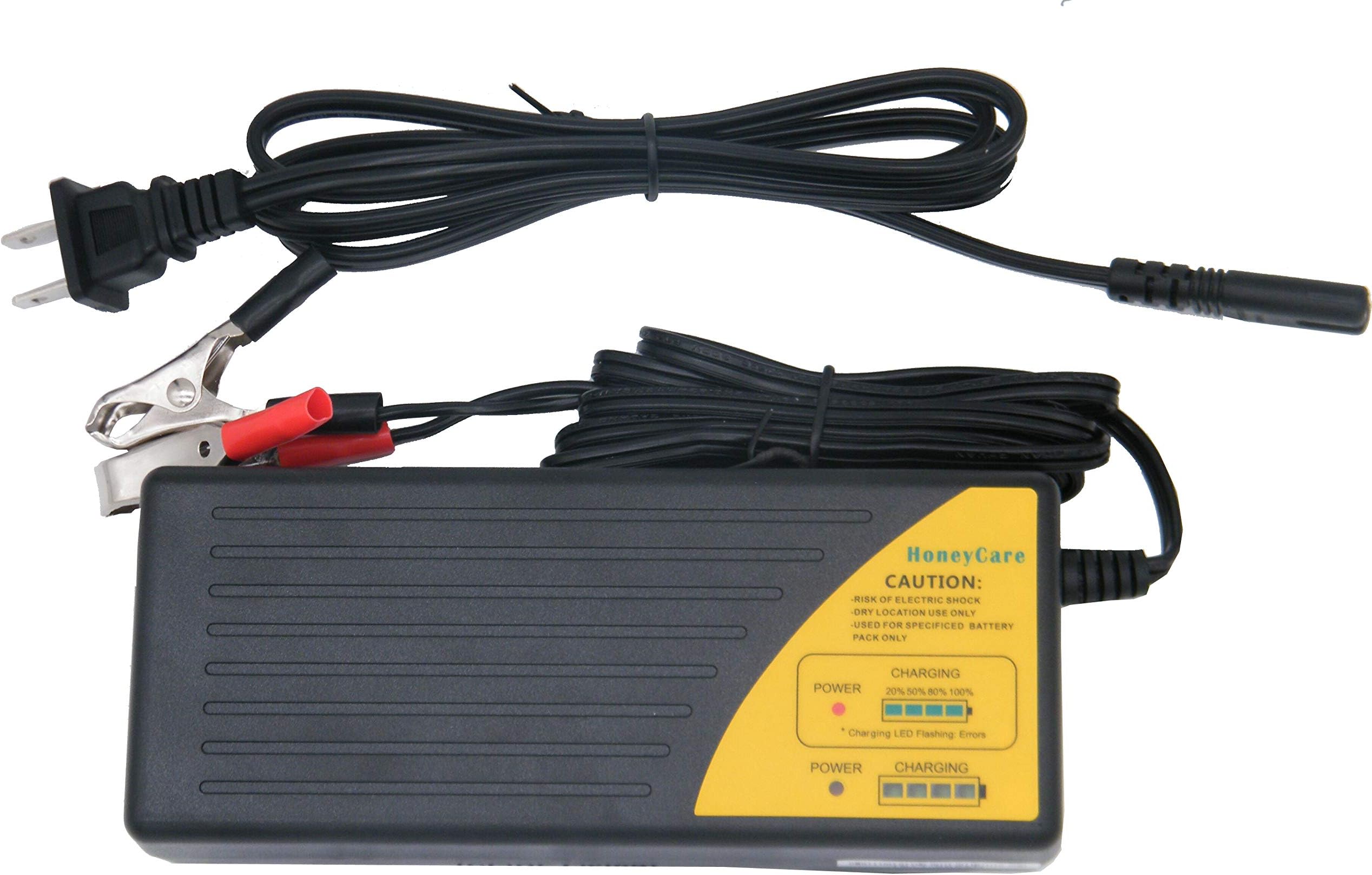HoneyCare 48V Sealed Lead Acid Battery Charger,SLA AGM Gel VRLA Battery Charger with Fuel Gauge๏ผMCU Control,with Recovery Function Charger for Scooter,Electric Bike (48V Lead Acid Battery Charger)