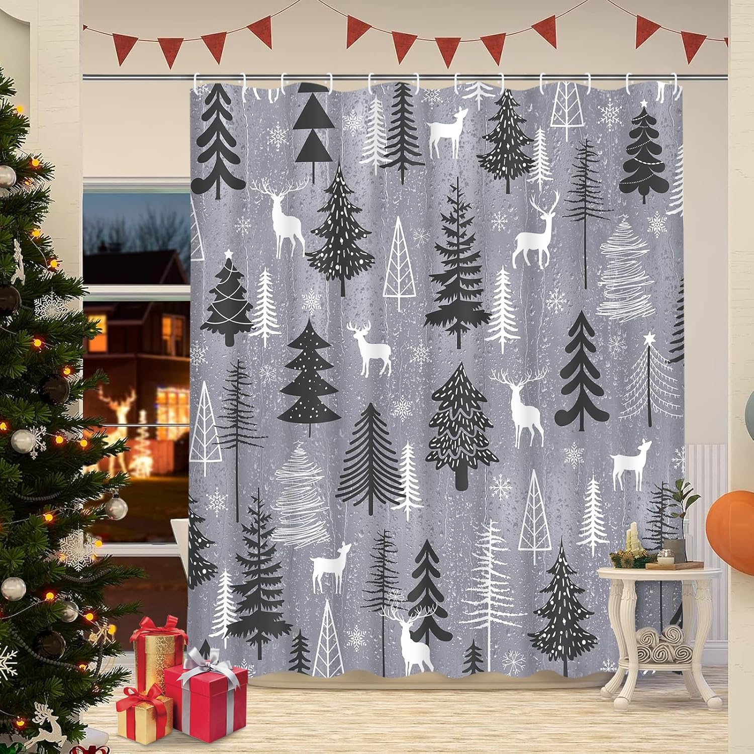 Ikfashoni Christmas Shower Curtain, Winter Fashion Xmas