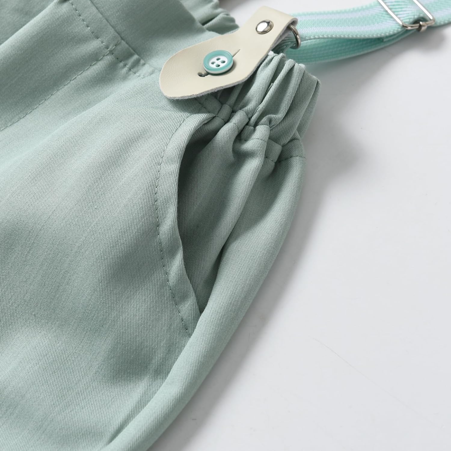 Boarnseorl Baby Boys Gentleman Outfits Shorts Sets,Infant Shirt + Shorts + Bow Tie + Suspenders - Image 6