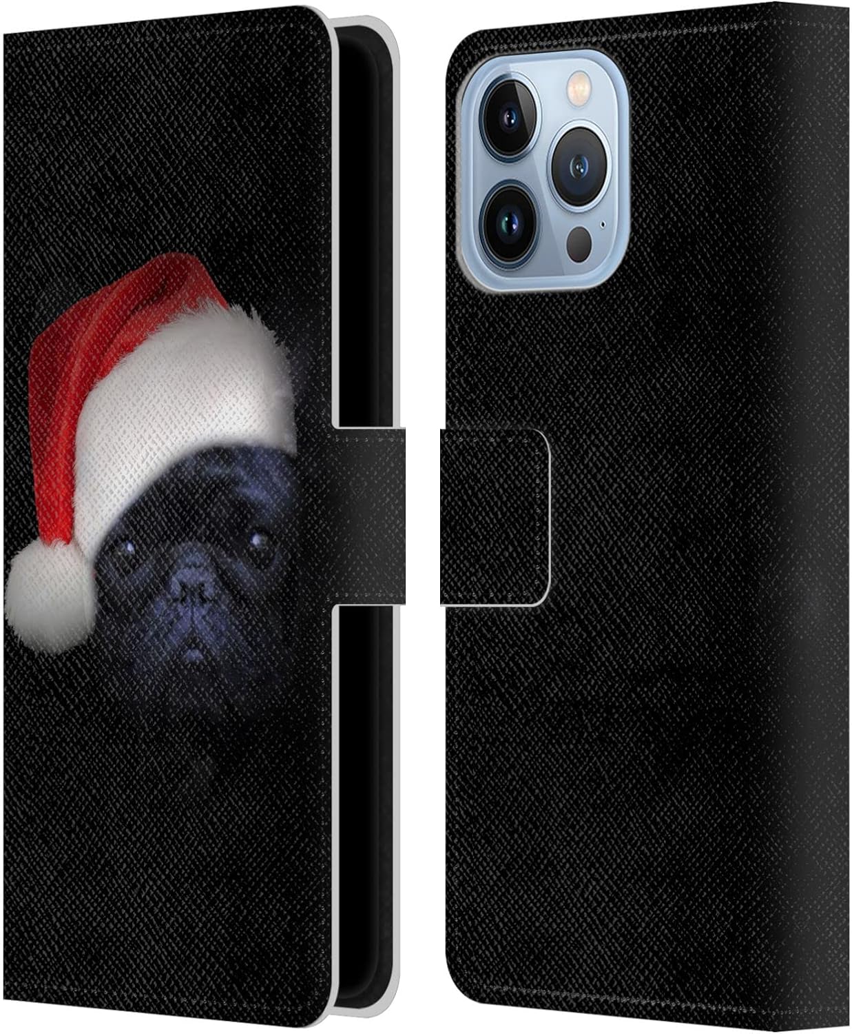 Head Case Designs Officially Licensed Klaudia Senator Christmas Hat French Bulldog 2 Leather Wallet Case Compatible with Apple iPhone 13 Pro Max