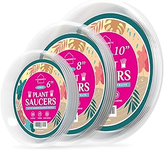 My Homeware Fix 15-Pack Clear Plastic Plant Pot Saucer - No Water Spills – Durable Drip Trays for Indoors, Outdoors – Sauc...