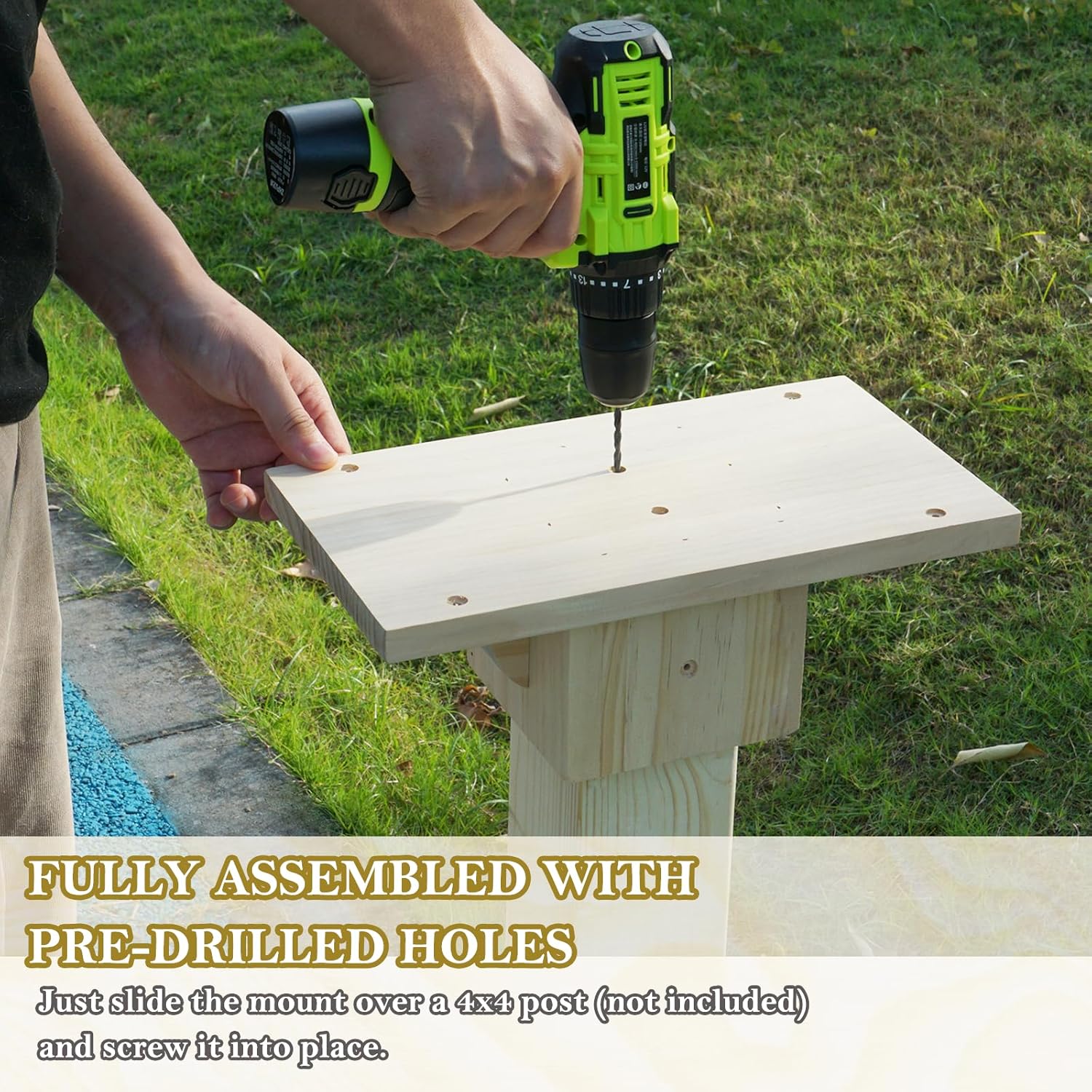 Little Library Mount, Outdoor Library Book Box Bracket Holder (Pre-Installed) Fits 4x4 Posts, Stable & Easy to Install Outdoor Post Stand