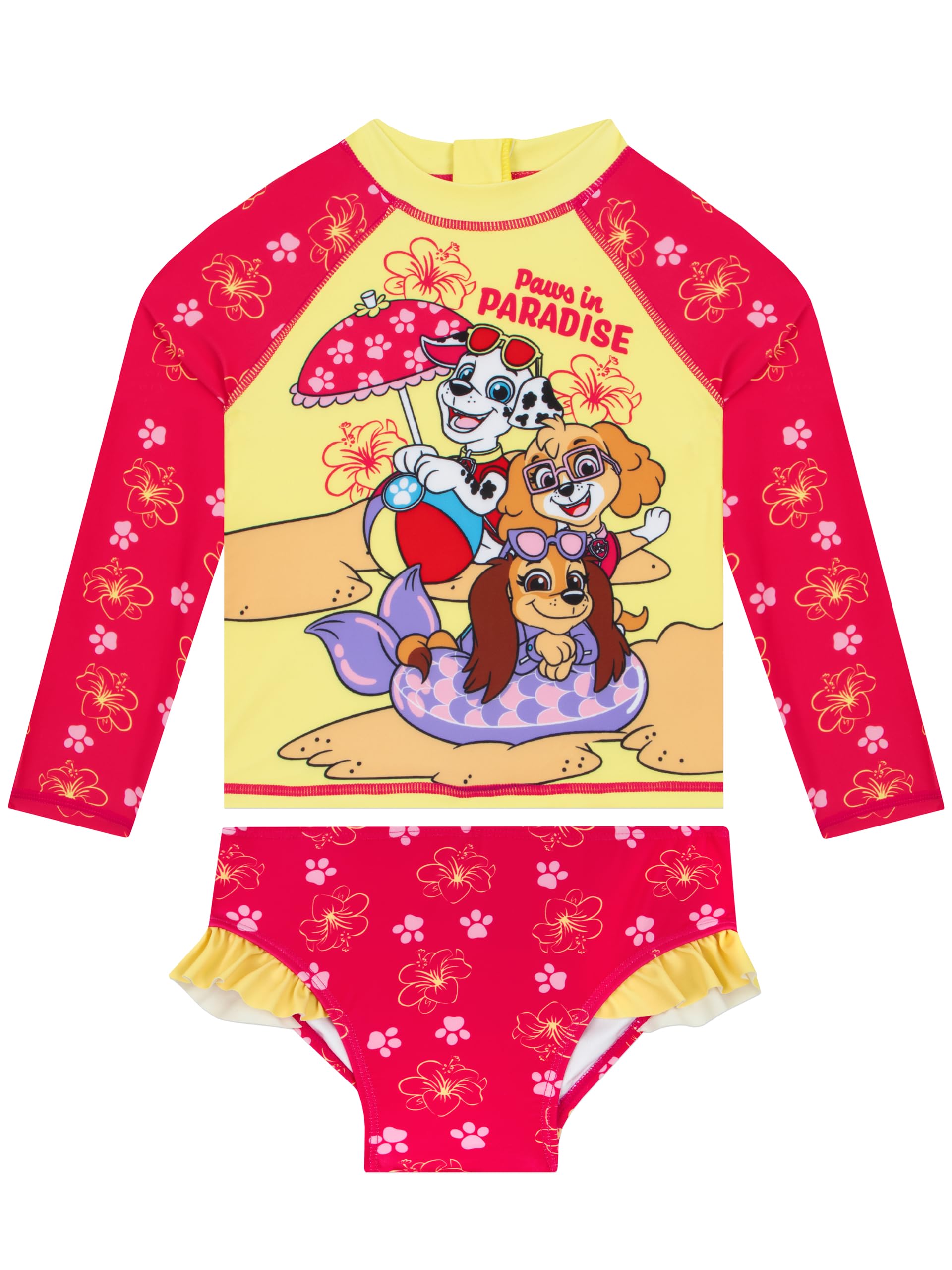 Paw Patrol bañador Piscina niña 2 Piezas, Traje de baño niños Manga Larga, Paws in Paradise bañador Natacion niña