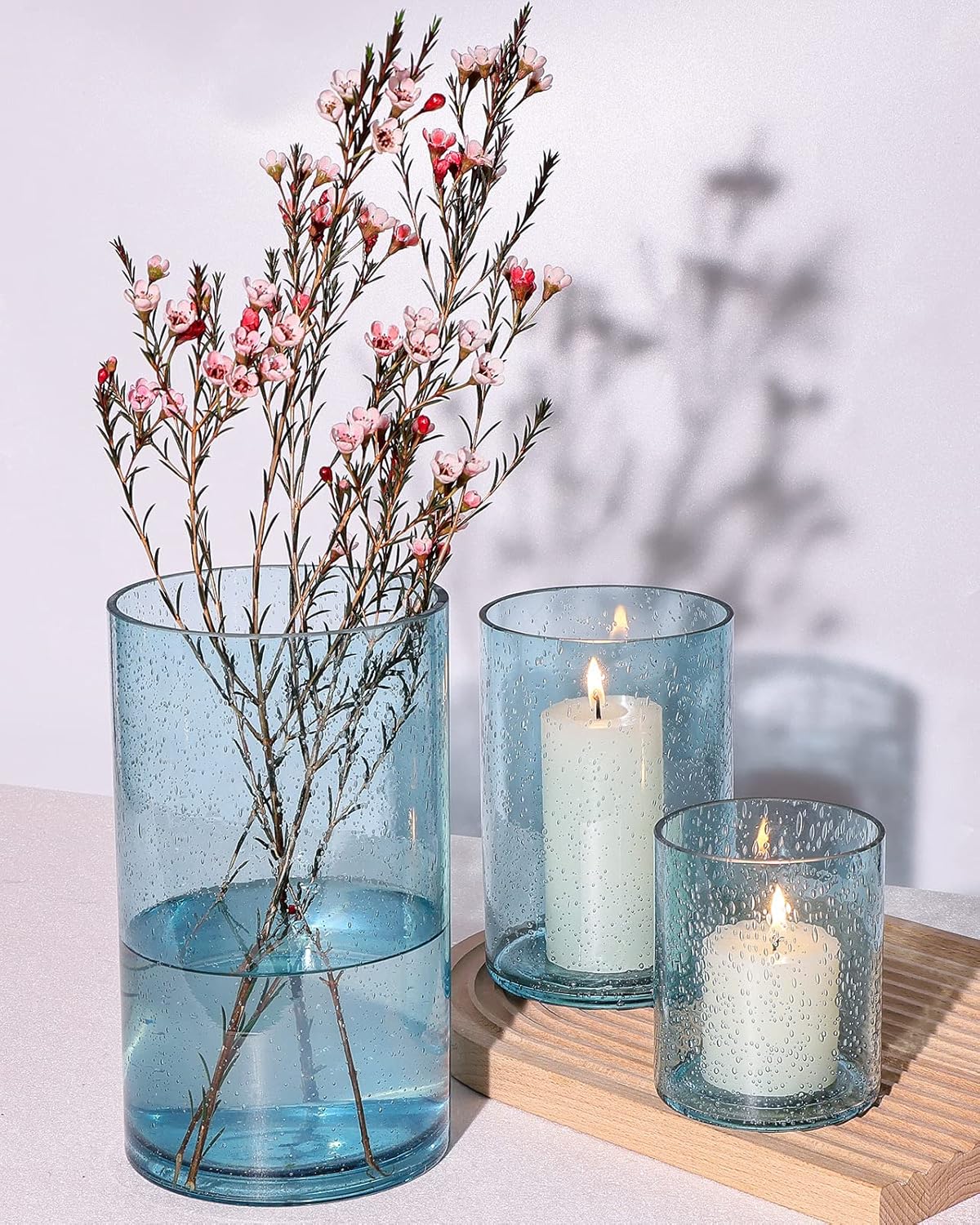 Amazon.com: HAVITI Glass Hurricane Candle Holders Set of 3, Pillar ...