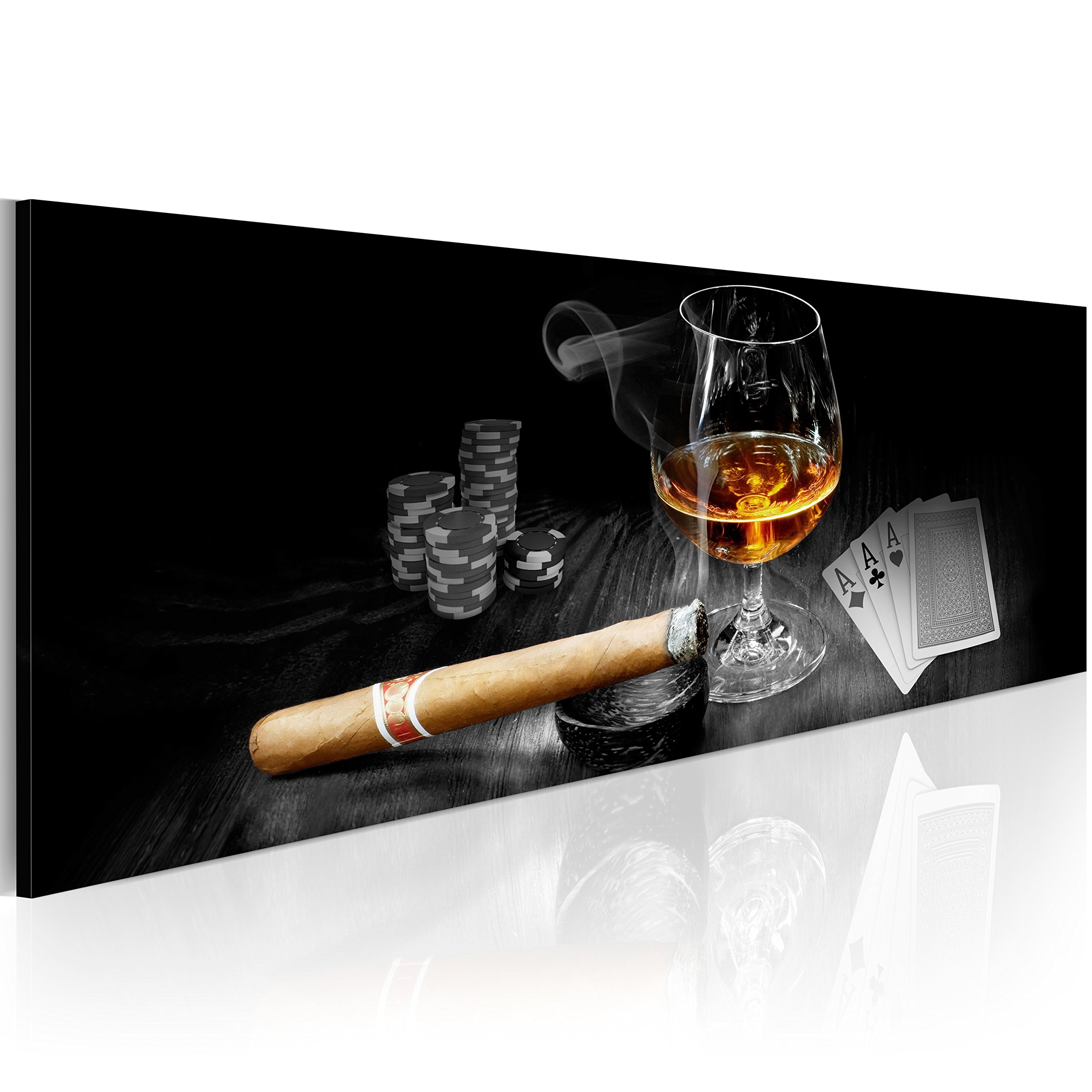murando - Leinwandbild Zigarre Whisky Bar, 150x50 cm, 1-teilig, Wohnzimmer